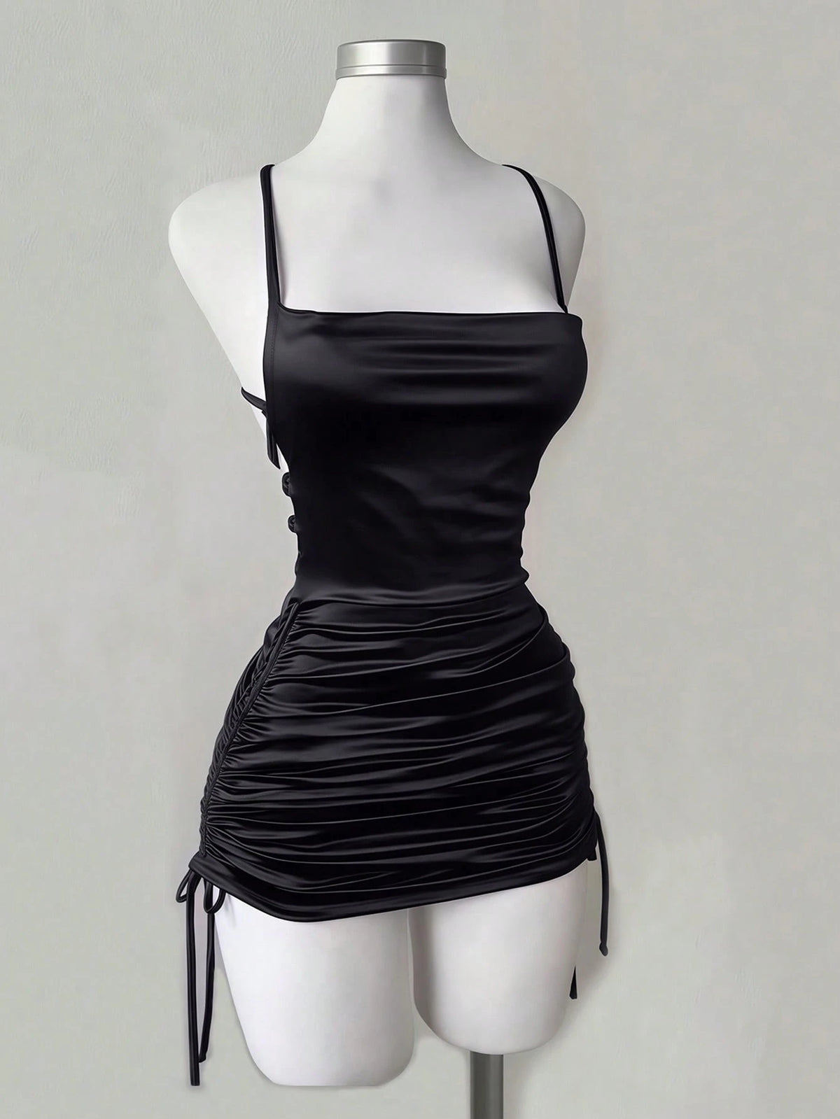 SHEIN Franclia Robe pour femme avec col fendu simple, décorations plissées et décolleté fendu