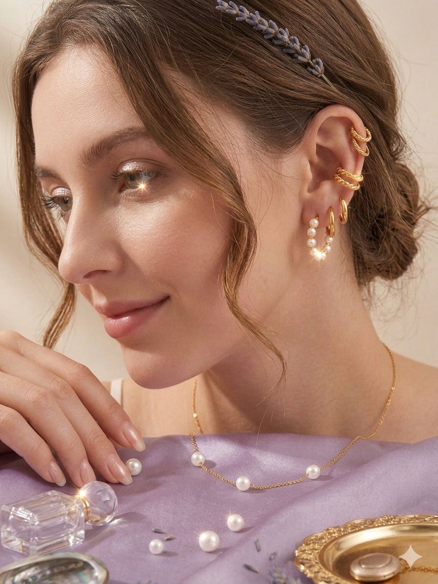 Ensemble De 6 Boucles D'oreilles Simples En Perles Fausses Et En Géométrie Métallique Pour Les Femmes