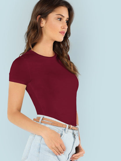 SHEIN Essnce T-shirt unicolore coupe slim