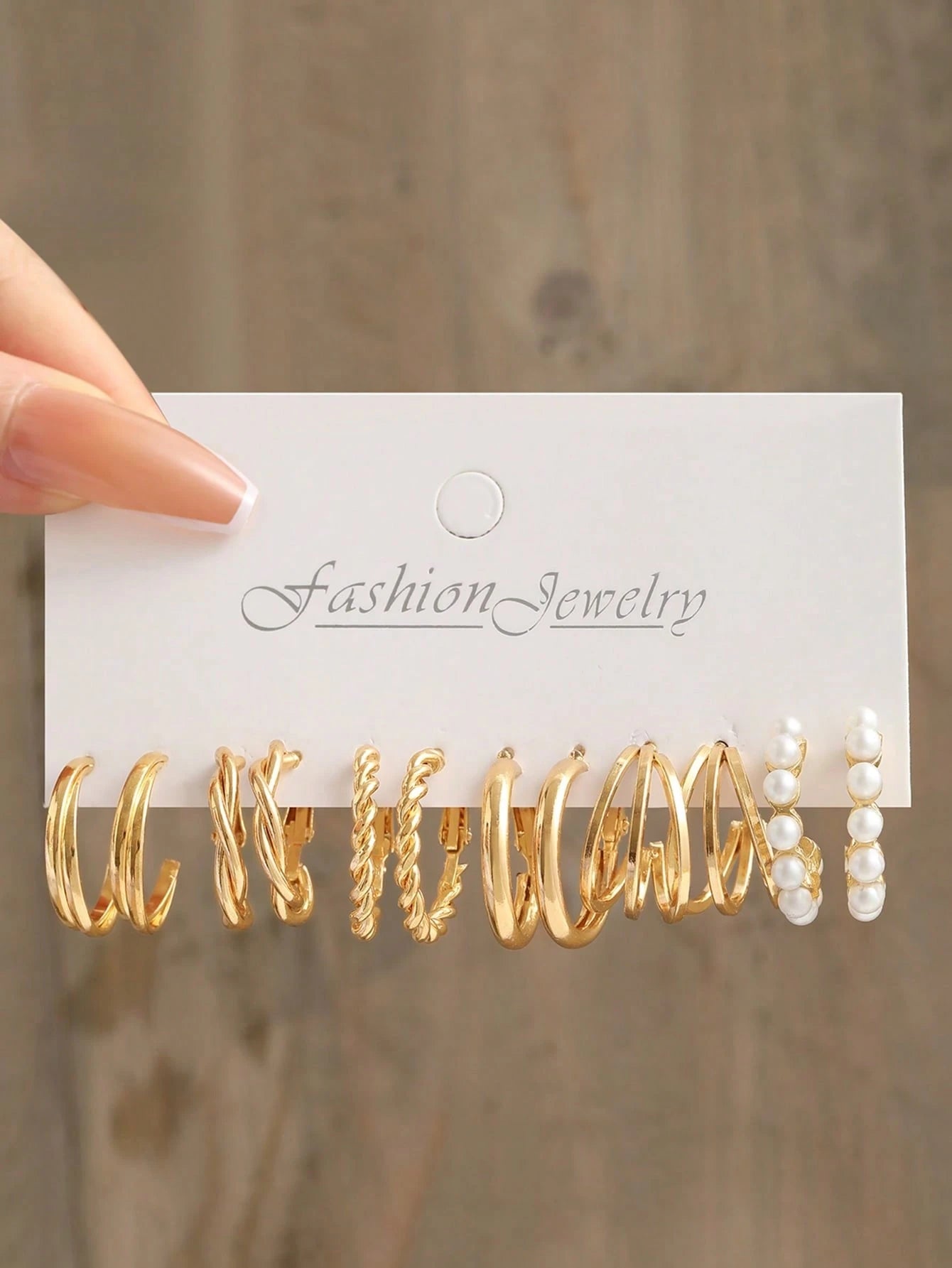 Ensemble De 6 Boucles D'oreilles Simples En Perles Fausses Et En Géométrie Métallique Pour Les Femmes