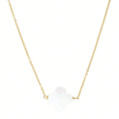 1 pièce Collier mode en acier inoxydable avec pendentif fleur coquillage pour femmes