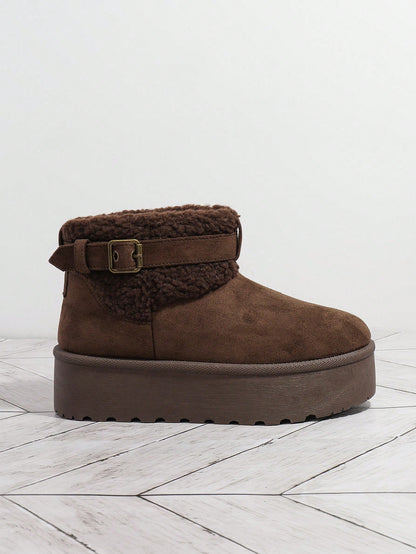 SHUZIA Chaussures pour femmes à bout rond, bottes de mode chocolat