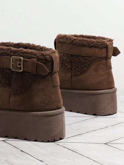 SHUZIA Chaussures pour femmes à bout rond, bottes de mode chocolat