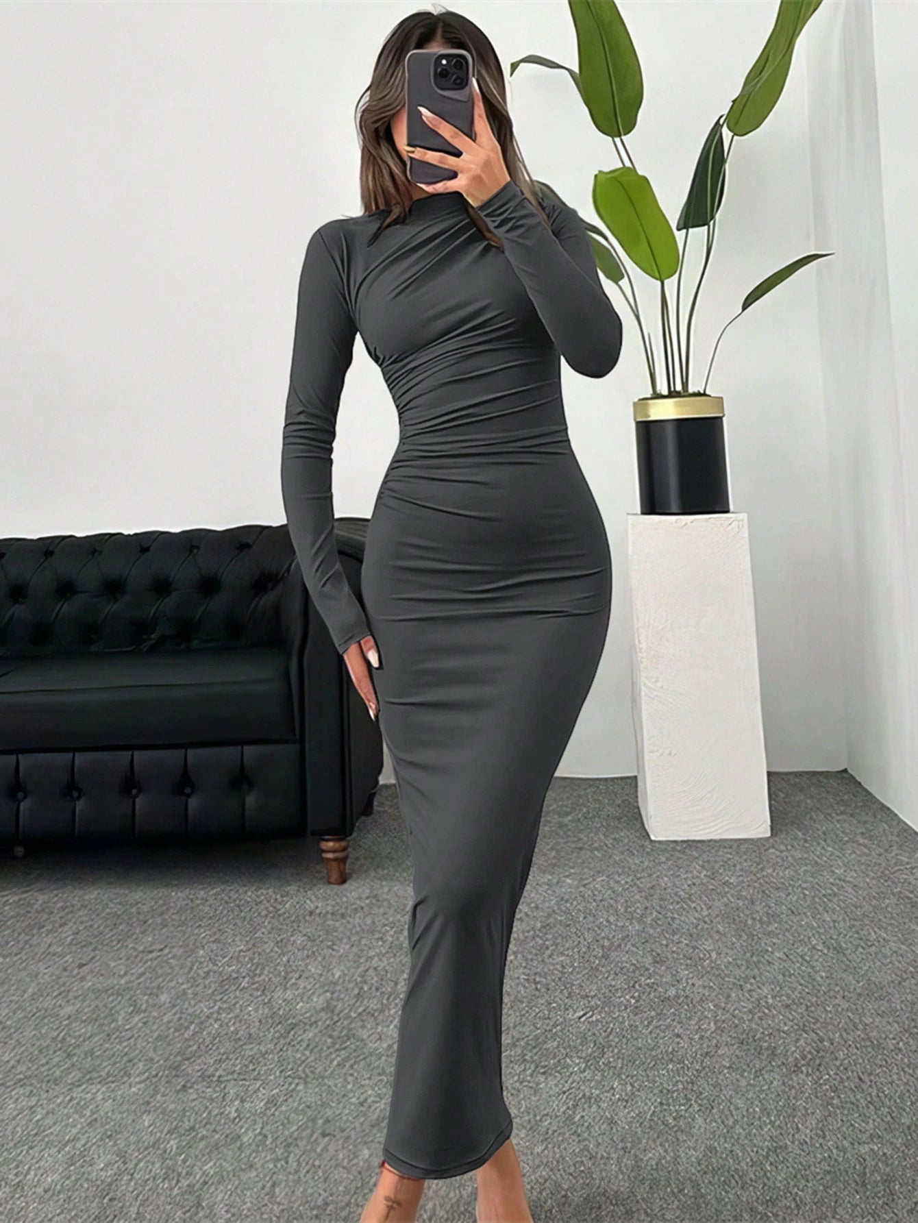 INAWLY Solva Robe Longue Plissée Pour Femme