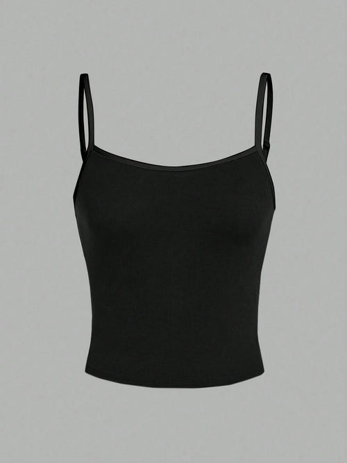 SHEIN EZwear Débardeur court casual de couleur unie, débardeur ajusté pour femme convenant pour l'été