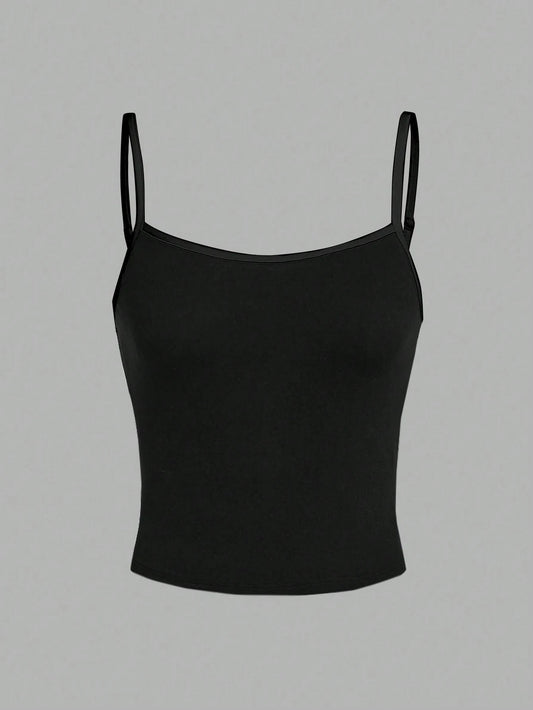 SHEIN EZwear Débardeur court casual de couleur unie, débardeur ajusté pour femme convenant pour l'été