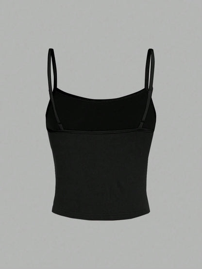 SHEIN EZwear Débardeur court casual de couleur unie, débardeur ajusté pour femme convenant pour l'été