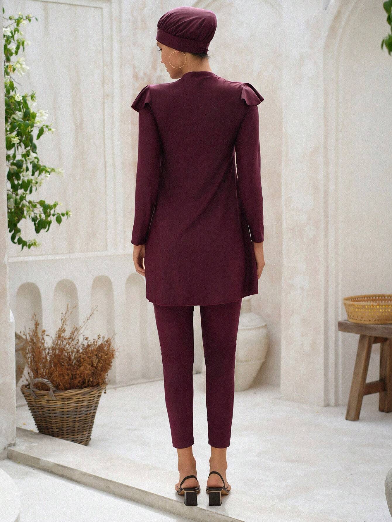 Swim Mulvari Full Coverage Summer Burkini with Ruffles for the Beach