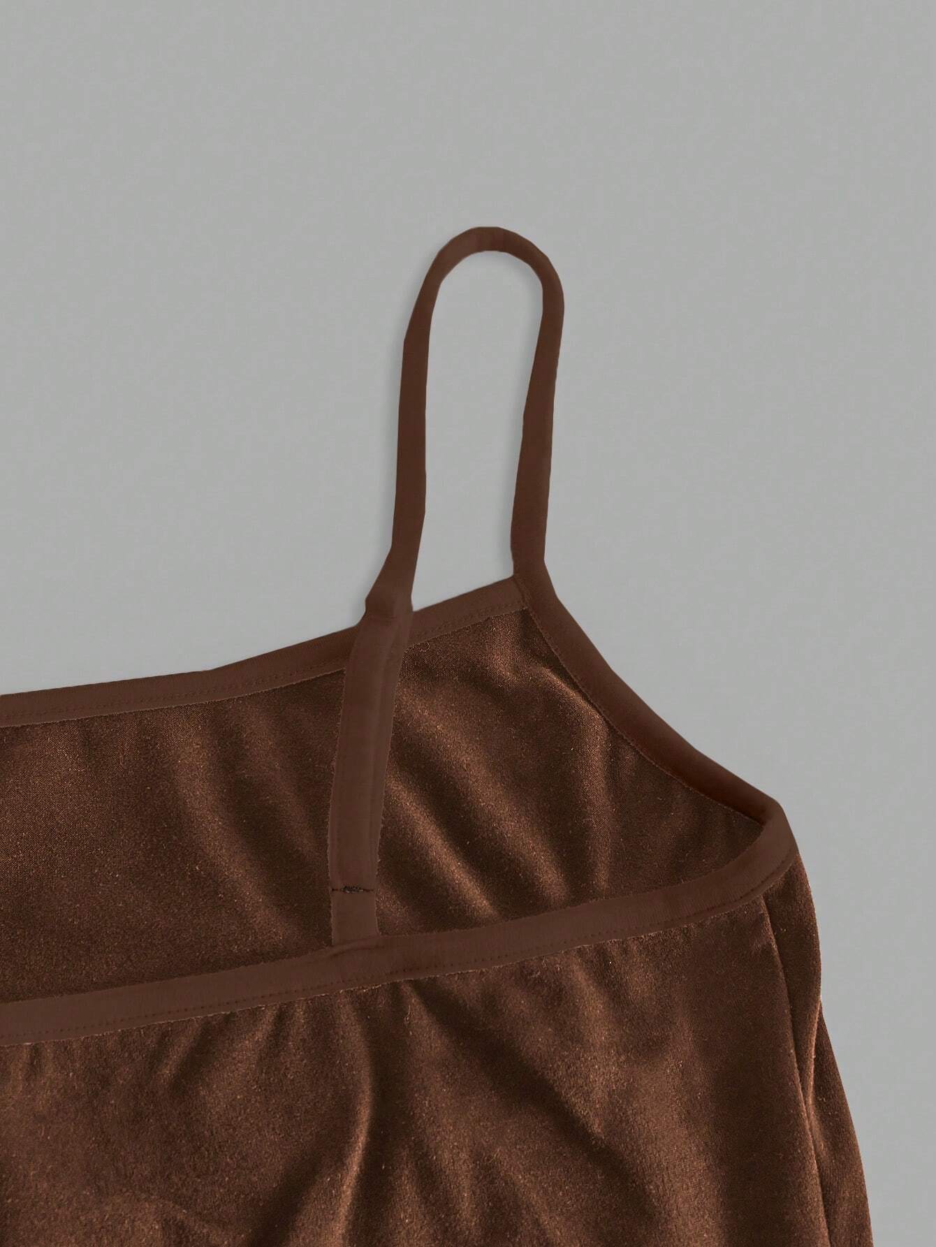 SHEIN EZwear Haut de camisole décontracté simple marron tout assorti, adapté pour l'été, coupe slim pour femmes