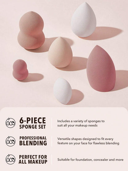 SHEGLAM Lot De 6 éPonges De Maquillage De DifféRentes Formes Pour CrèMe Liquide