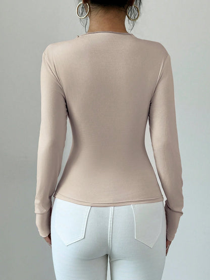 SHEIN Allurite T-shirt casual polyvalent à manches longues