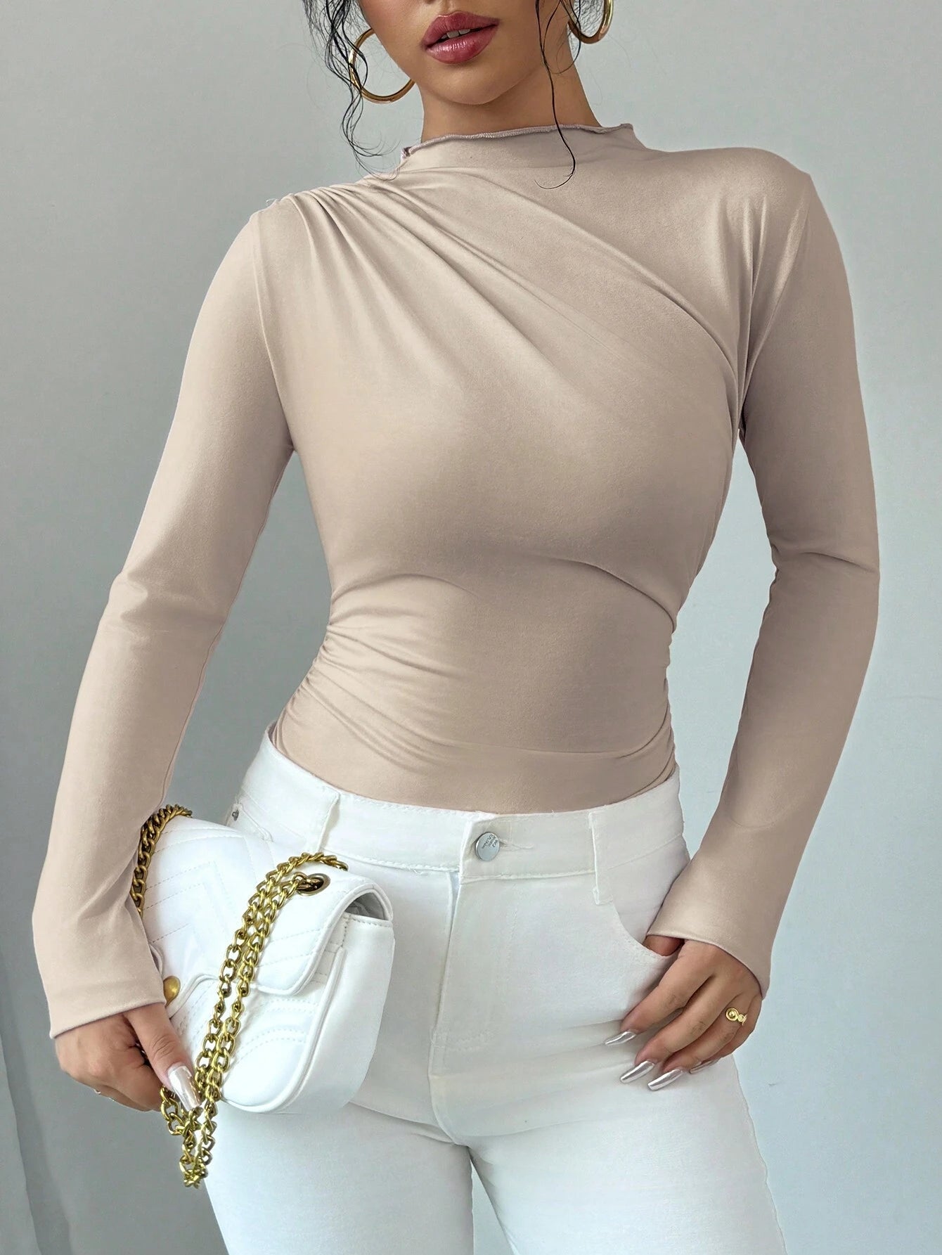 SHEIN Allurite T-shirt casual polyvalent à manches longues