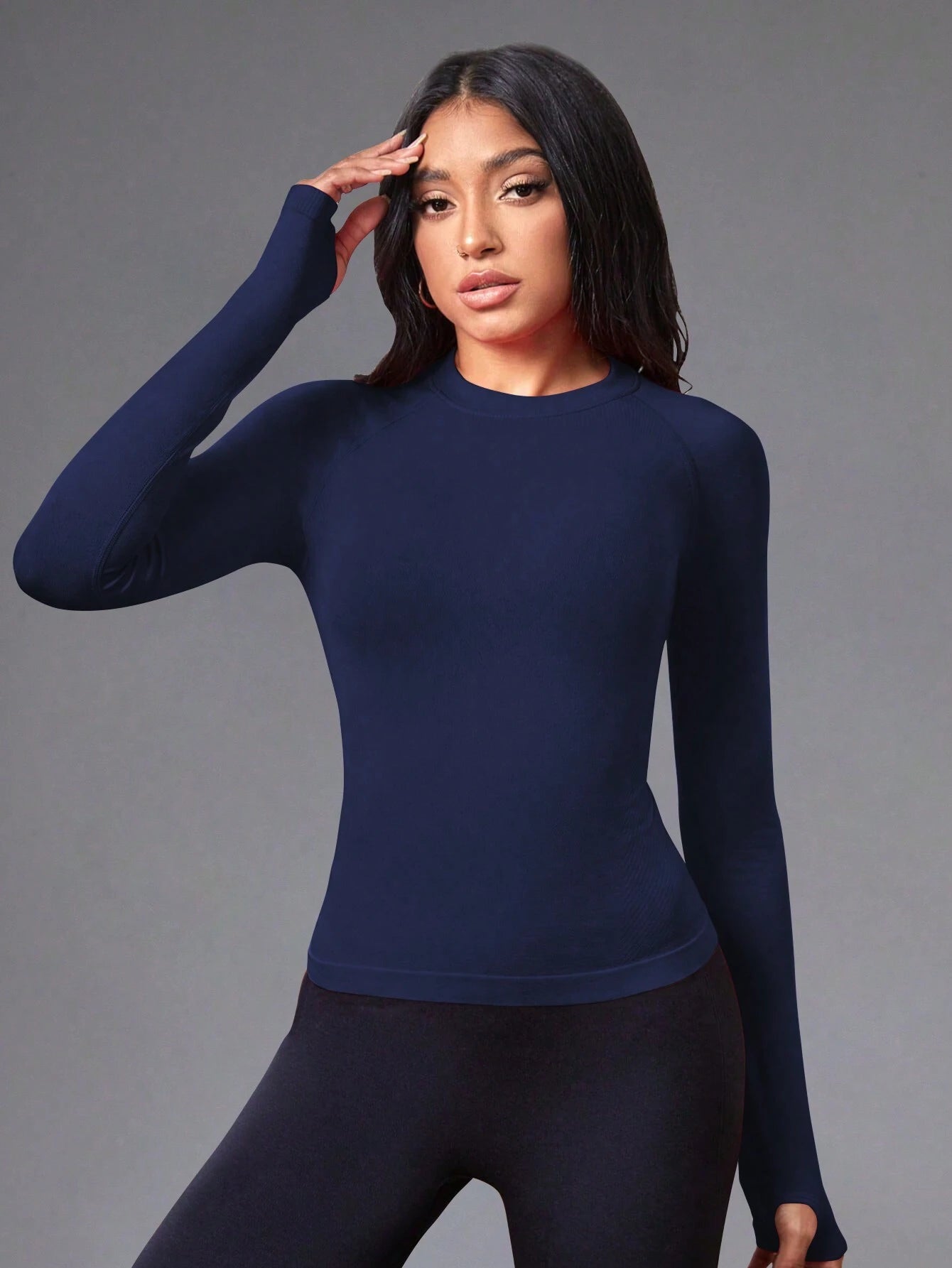 Easithlete Top de sport à manches raglan avec graphique en lettres