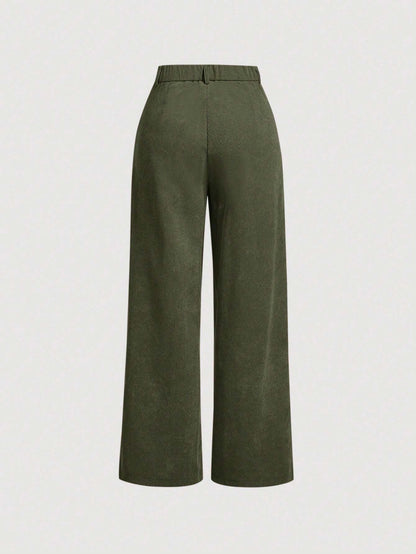 SHEIN MOD Pantalon large de couleur unie pour femmes