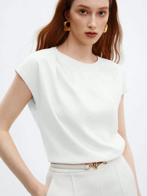 BizChic Top ample à manches courtes avec encolure ronde et froncis