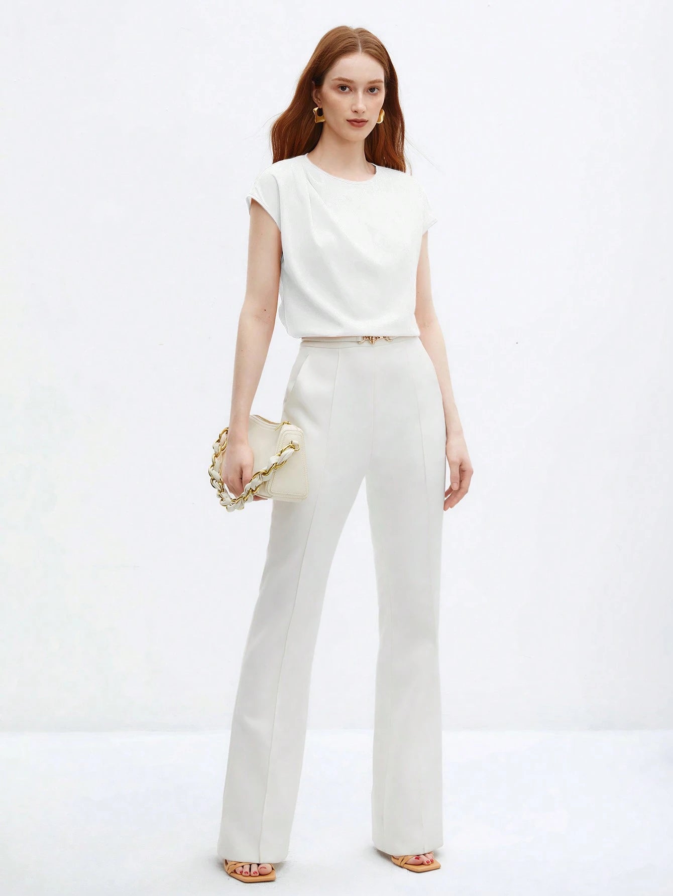 BizChic Top ample à manches courtes avec encolure ronde et froncis