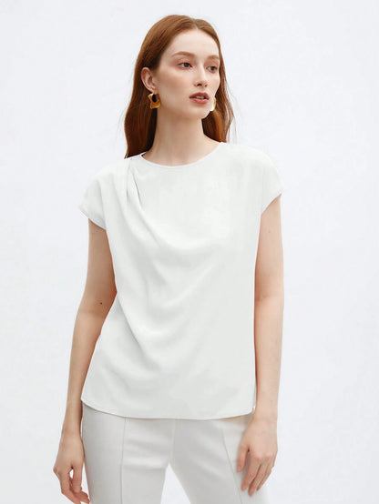 BizChic Top ample à manches courtes avec encolure ronde et froncis