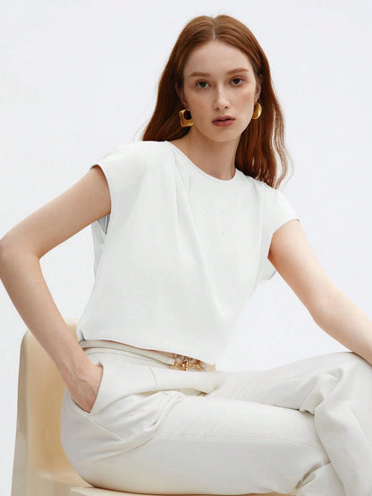 BizChic Top ample à manches courtes avec encolure ronde et froncis