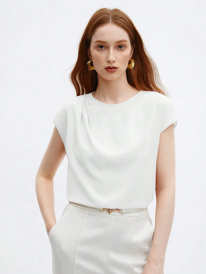 BizChic Top ample à manches courtes avec encolure ronde et froncis
