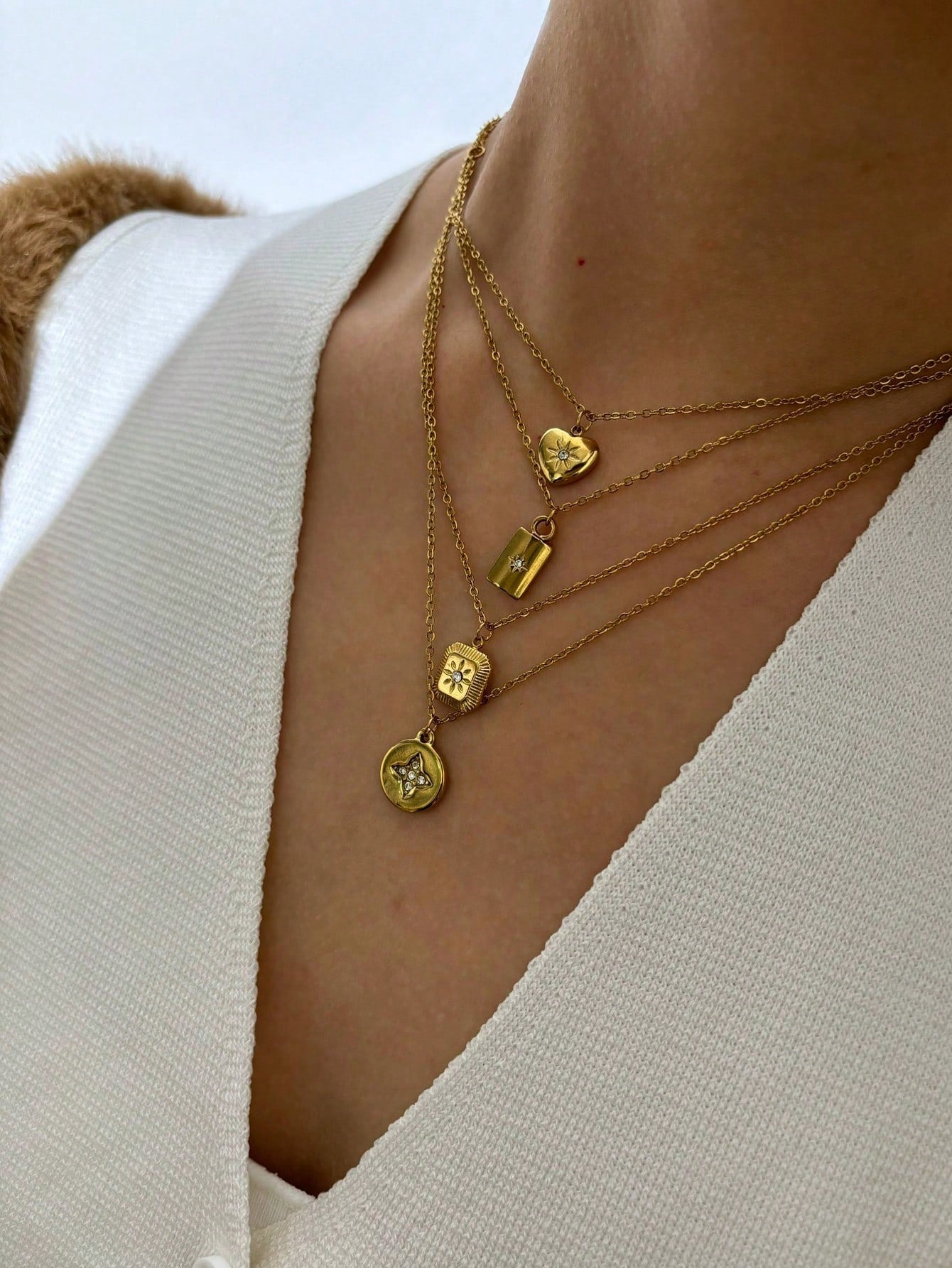 Monlansher 1 pièce Nouveau collier pendentif en acier inoxydable à la mode pour femmes