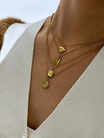 Monlansher 1 pièce Nouveau collier pendentif en acier inoxydable à la mode pour femmes