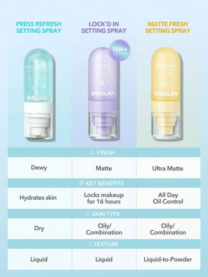 SHEGLAM Lock'D In Setting Spray Mattifying Effect Quick-Drying Long Lasting Makeup