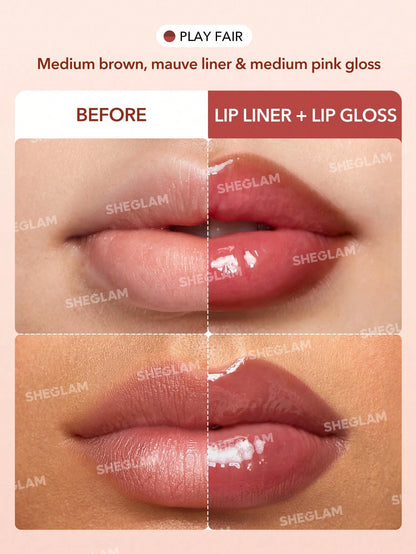 SHEGLAM Crayon Contour Et Gloss Lip Rules-Rouge à LèVres Liquide Hydratant 2 En 1