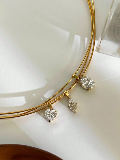 1 pièce Collier pendentif en acier inoxydable et zircone étincelant avec un toucher de luxe pour femmes