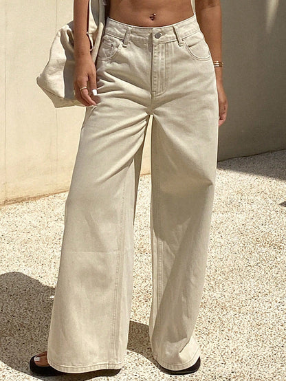 DAZY Jeans décontractés pour femmes, couleur unie,