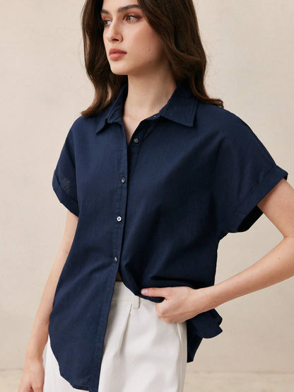 BizChic Chemise boutonnée à manches courtes et col pour femmes