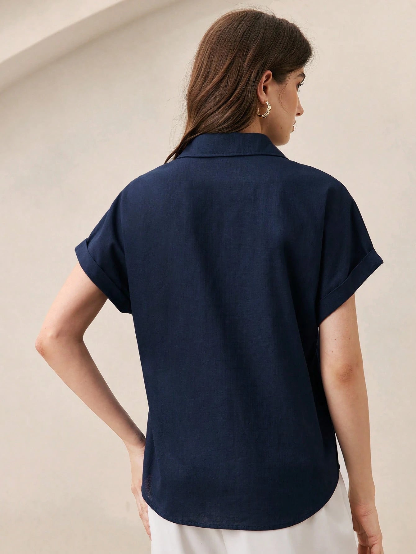 BizChic Chemise boutonnée à manches courtes et col pour femmes
