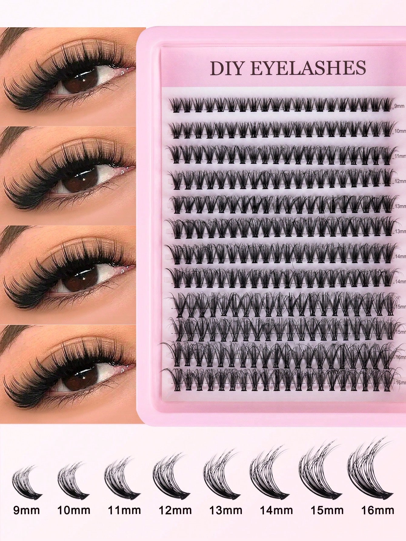 240 pièces de faux cils individuels, grande capacité, courbure 30D/40D/80D, 8-16 mm