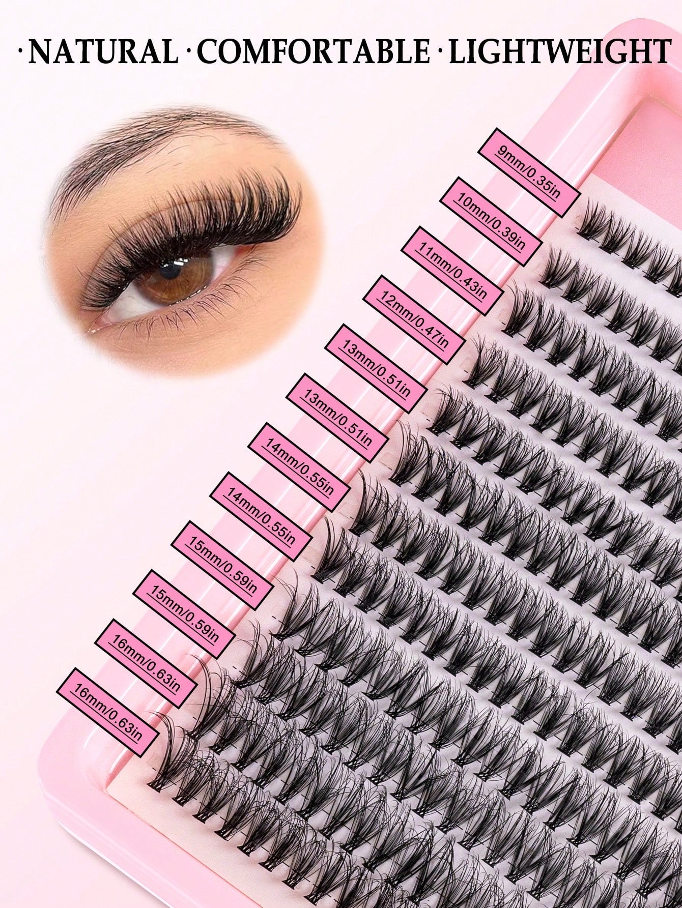 240 pièces de faux cils individuels, grande capacité, courbure 30D/40D/80D, 8-16 mm