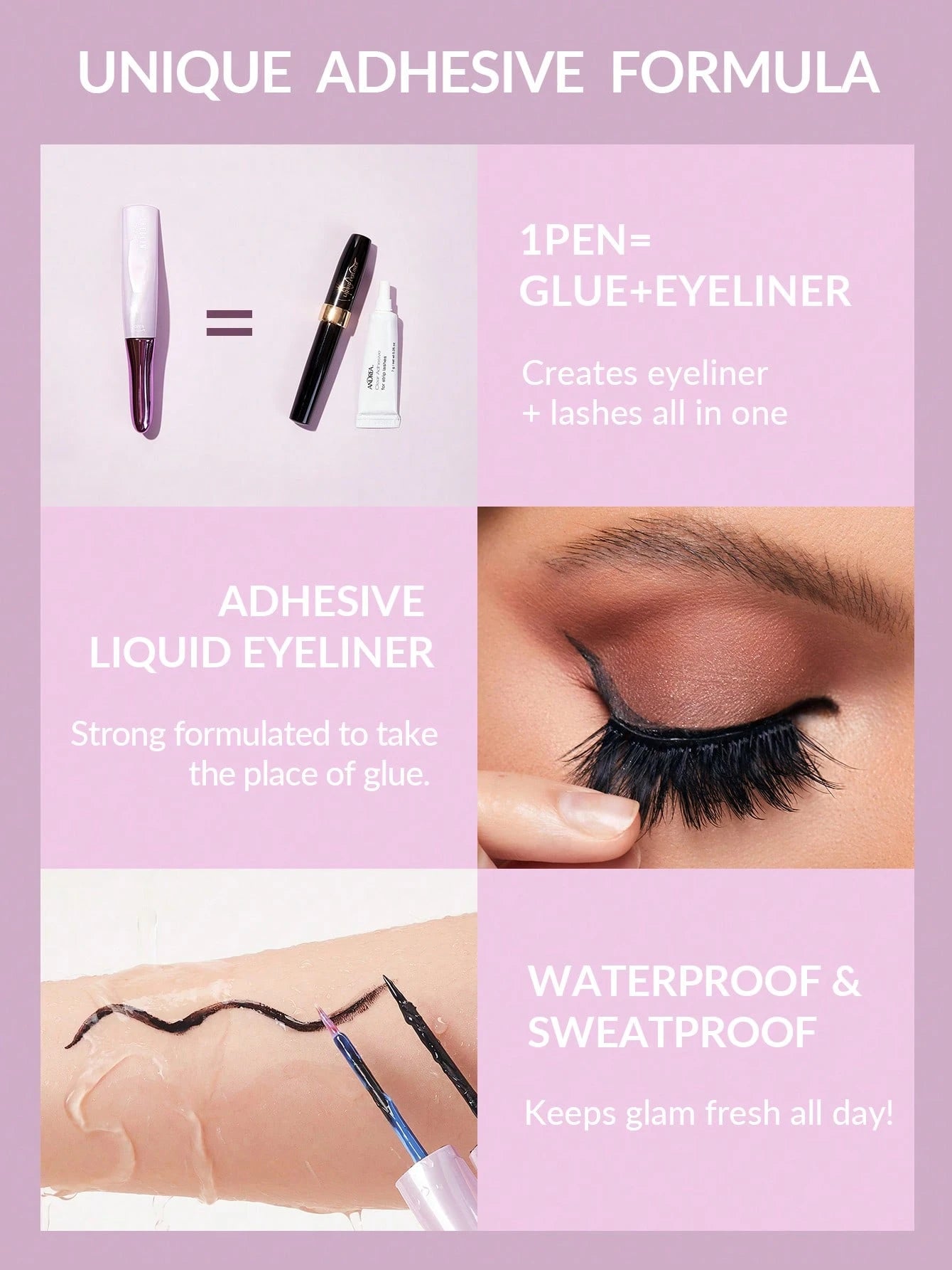 SHEGLAM All Eyes On You Colle à Cils Noire 2 En 1