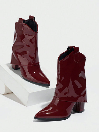 Daringsoles Bottines classiques pour femmes, bottines à talon épais à bout pointu