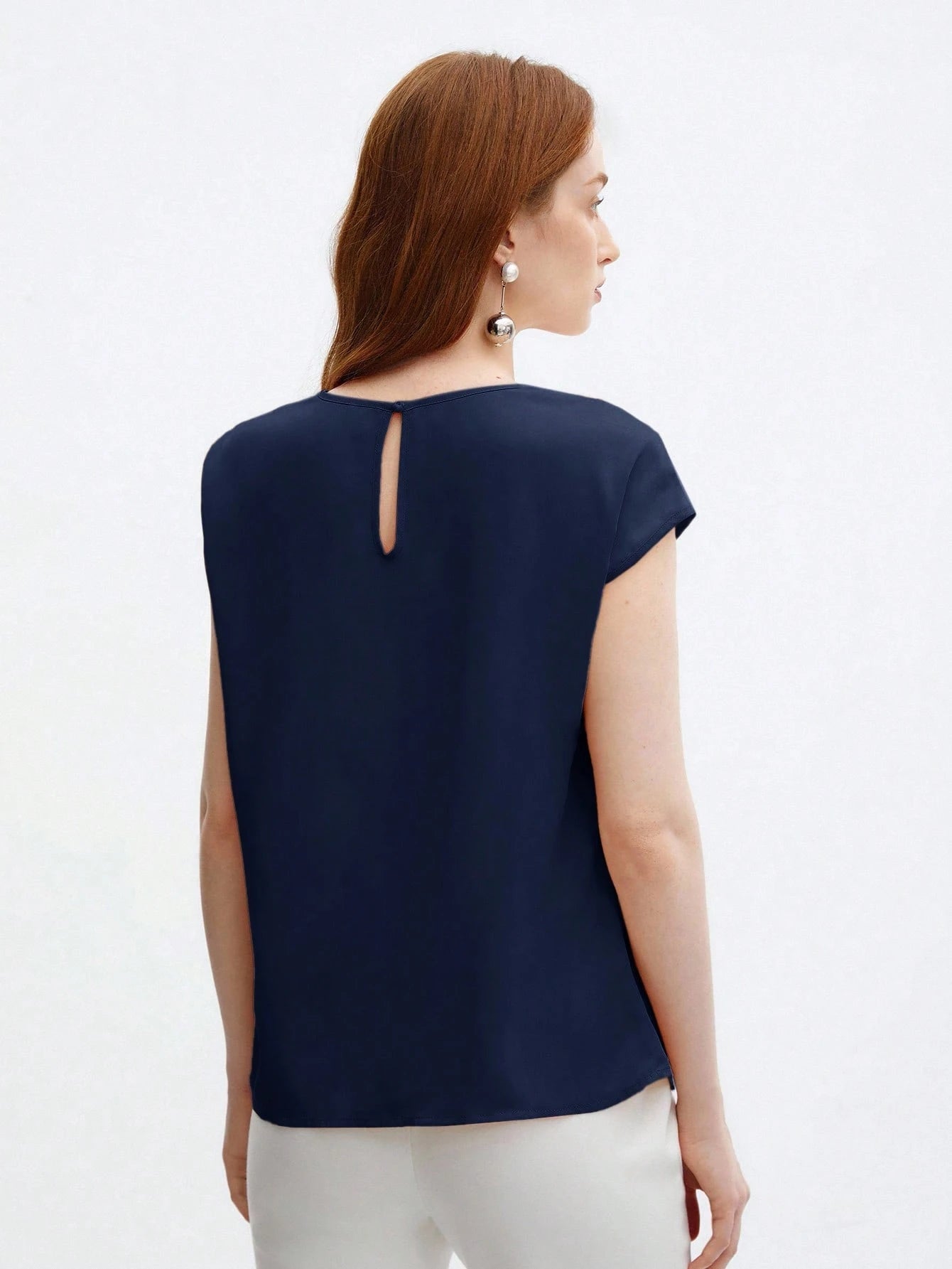 BizChic Blouse ample en satin à manches courtes pour femmes