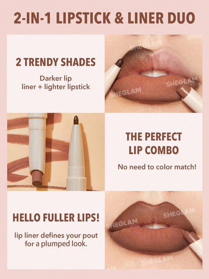 SHEGLAM Glam 101 Duo Rouge à LèVres Et Crayon à LèVres 2-En-1
