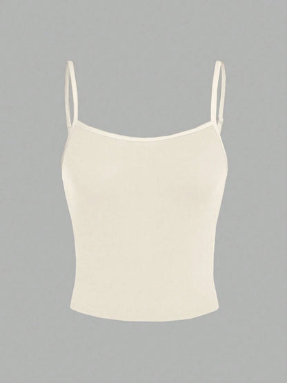 SHEIN EZwear Débardeur beige minimaliste décontracté, ajusté pour femmes, convient pour l'été