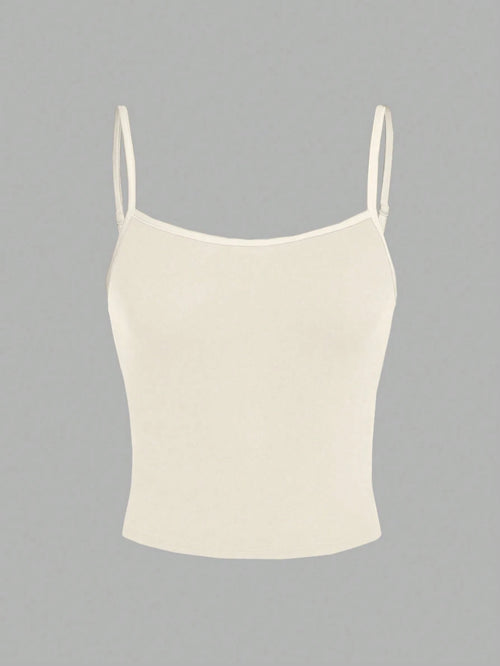 SHEIN EZwear Débardeur beige minimaliste décontracté, ajusté pour femmes, convient pour l'été