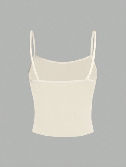 SHEIN EZwear Débardeur beige minimaliste décontracté, ajusté pour femmes, convient pour l'été