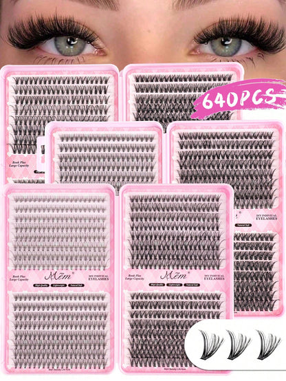 640 piezas de pestañas postizas naturales suaves de 8-16 mm y 0.07 mm