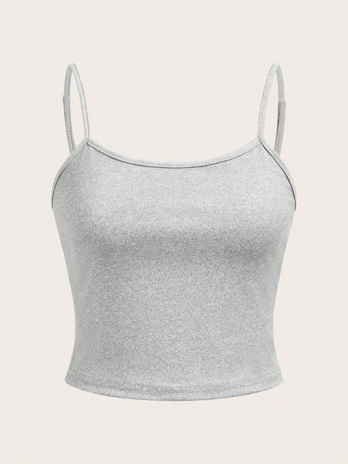 SHEIN EZwear Débardeur décontracté et sexy à fleurs grises pour femmes, adapté pour l'été