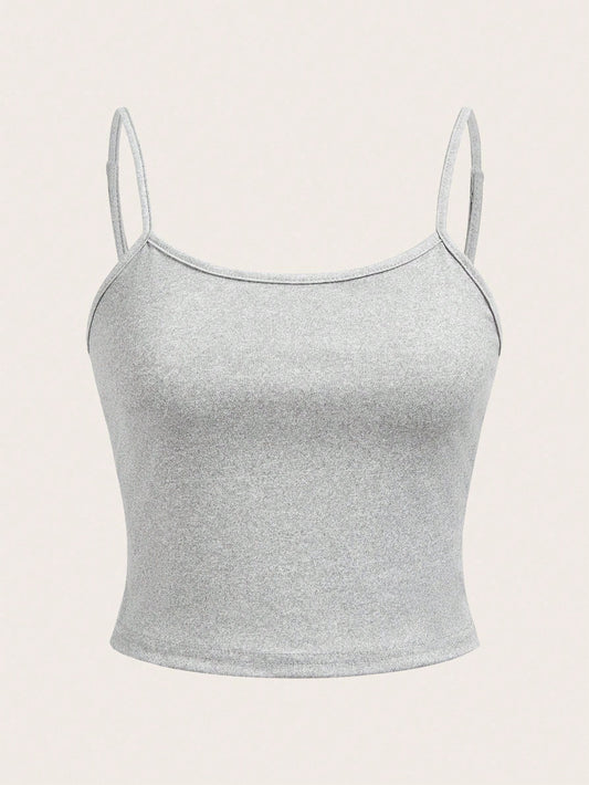 SHEIN EZwear Débardeur décontracté et sexy à fleurs grises pour femmes, adapté pour l'été