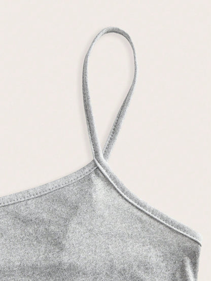 SHEIN EZwear Débardeur décontracté et sexy à fleurs grises pour femmes, adapté pour l'été