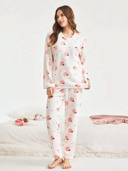 Bonmuse 2 pièces Ensemble de pyjama en polaire de corail d'hiver