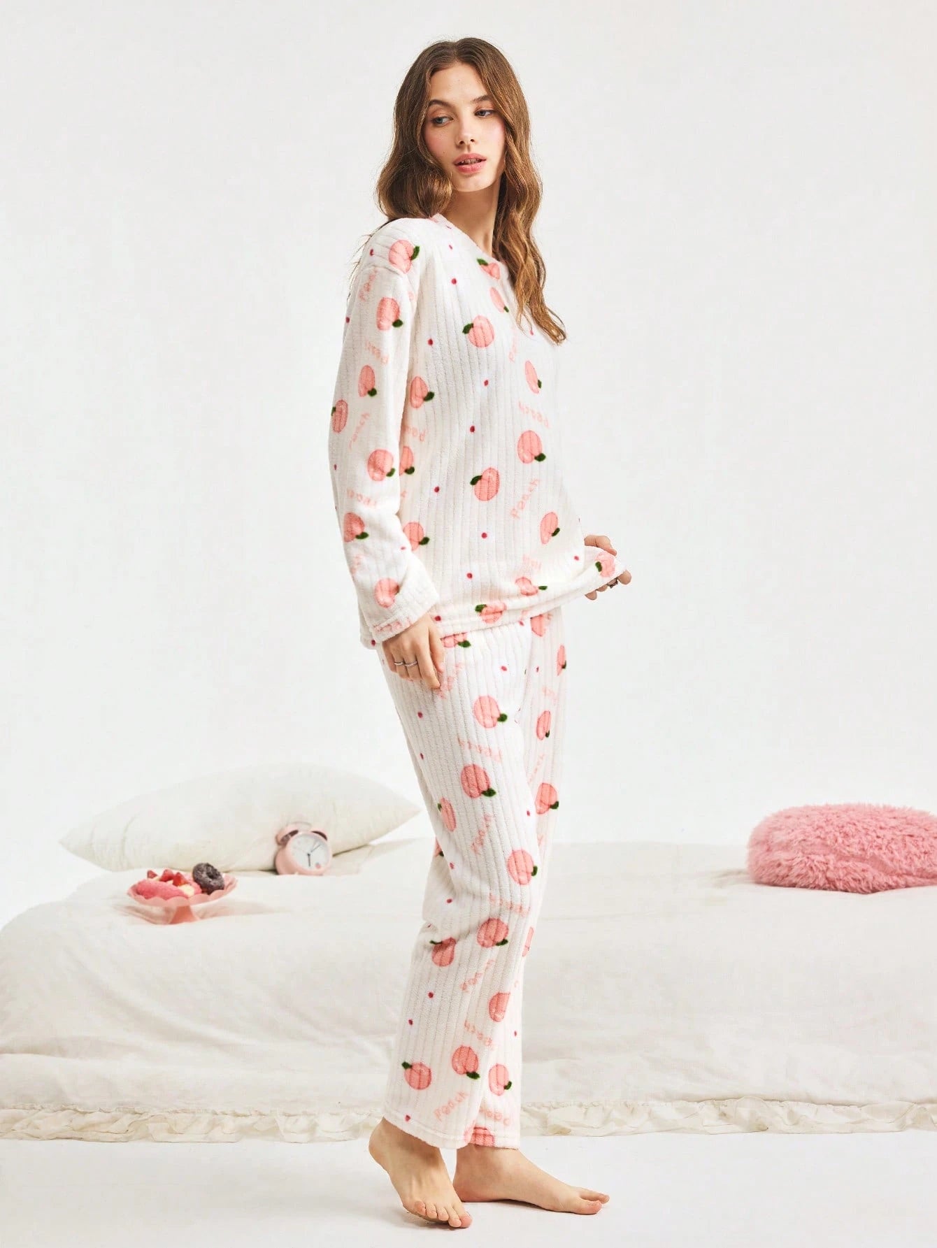 Bonmuse 2 pièces Ensemble de pyjama en polaire de corail d'hiver