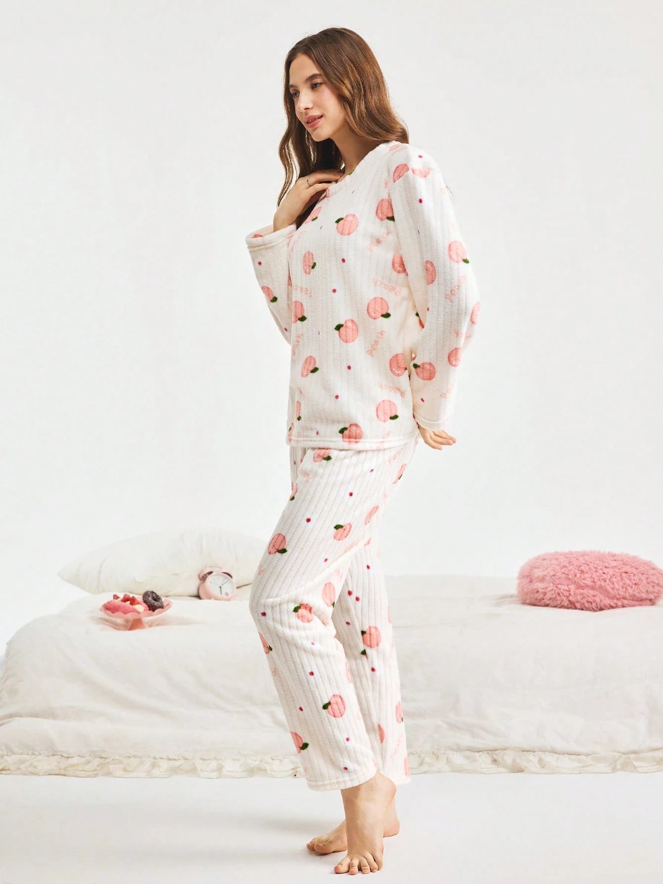 Bonmuse 2 pièces Ensemble de pyjama en polaire de corail d'hiver