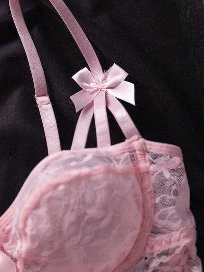 Seduluxe Body papillon en dentelle et tulle avec volants, maintien par armatures, sexy et transparent pour femmes