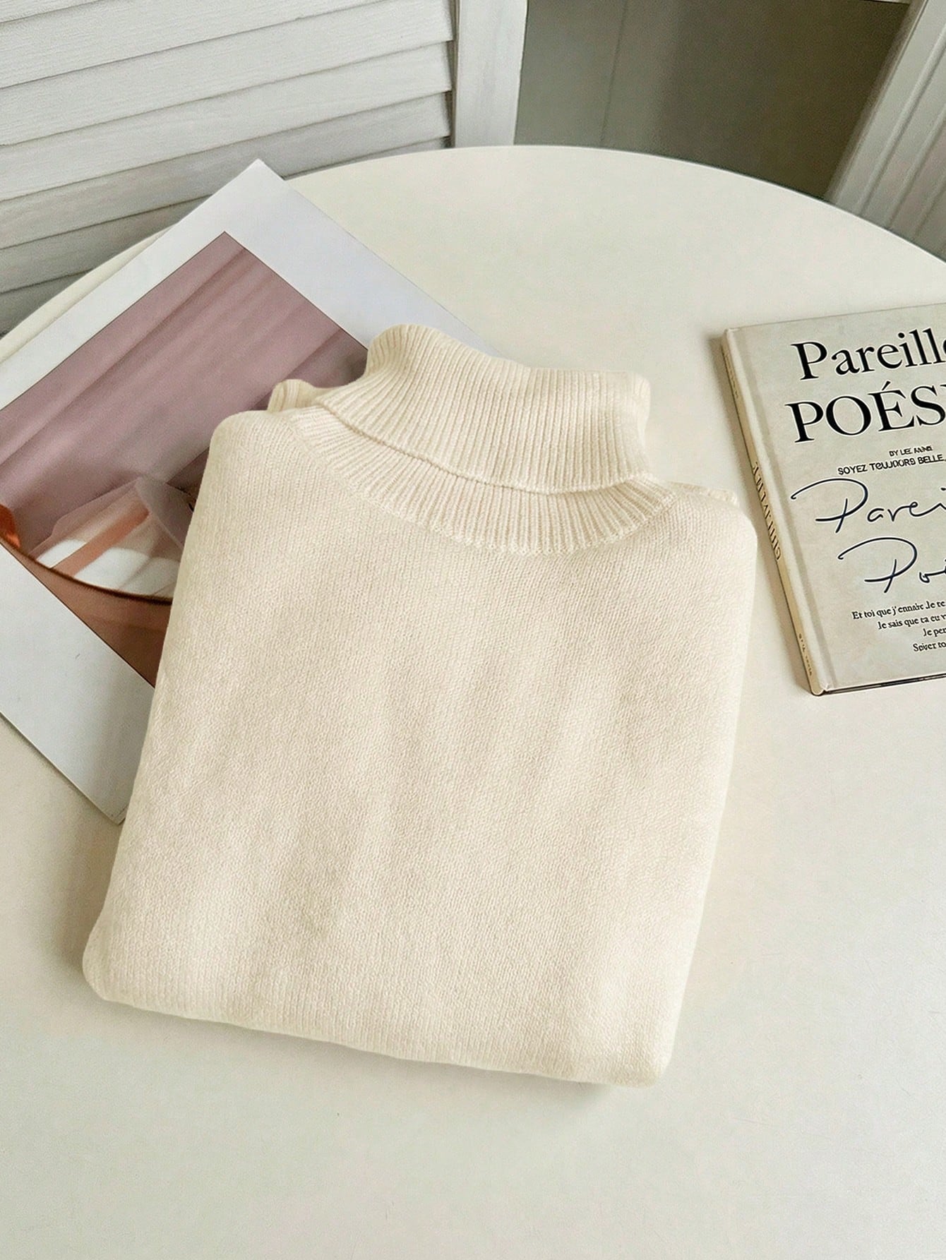 Franclia Pull en tricot à col roulé épais en velours style européen