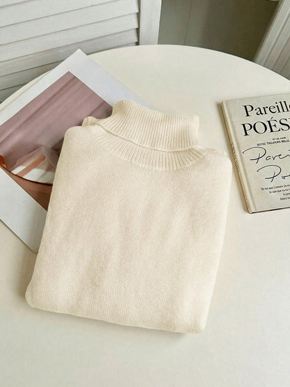 Franclia Pull en tricot à col roulé épais en velours style européen